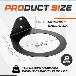 Gisafai 2 Pack Medicine Ball Holder Wall Mount Storage Rack Black Gisafai-96A